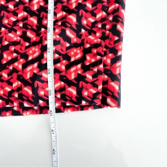 PLANET Shift Dress Black Grey White Red Border Pattern Rear Zip Lined Women's 8 - Picture 8 of 8